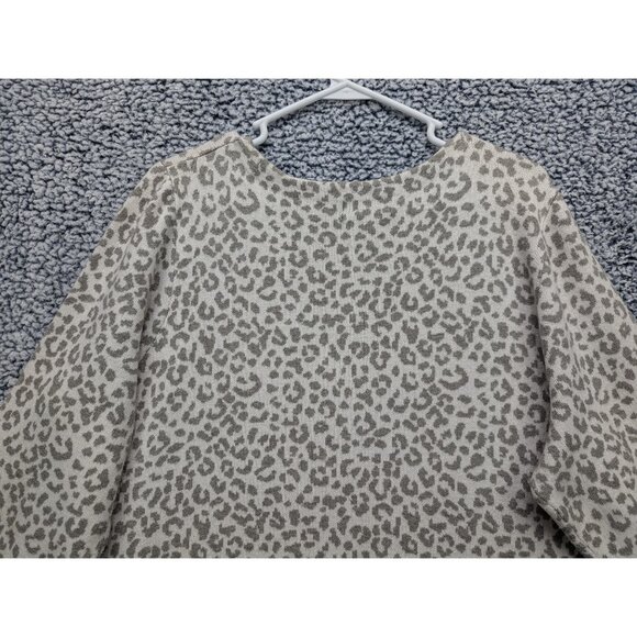 Cynthia Rowley Animal Print Sweater Size 2X Knit 3/4 Sleeve Soft Cozy Plus Gray - Picture 5 of 12